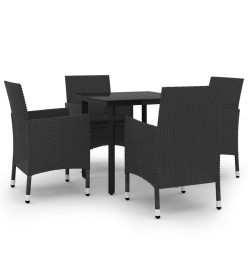 Mobilier à dîner de jardin coussins 5 pcs Résine tressée Verre