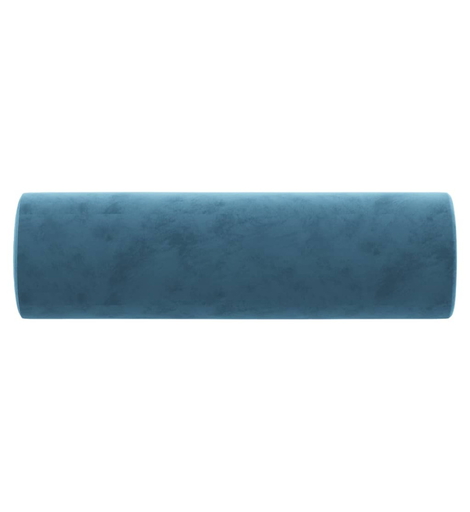 Coussins décoratifs 2 pcs Bleu Ø15x50 cm Velours