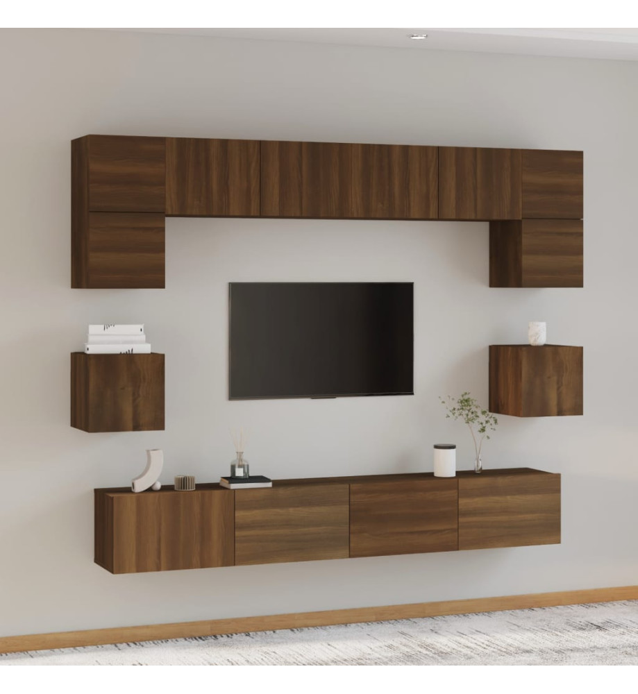 Ensemble de meubles TV 8 pcs Chêne marron Bois d'ingénierie