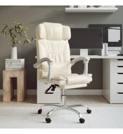 Fauteuil de massage inclinable de bureau Crème Similicuir