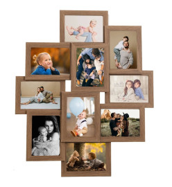 Collage de cadres photo de photo 10x(13x18 cm) Marron clair MDF