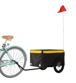 Remorque pour vélo noir et jaune 30 kg fer