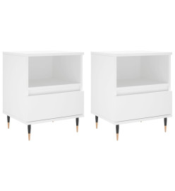 Tables de chevet 2 pcs blanc 40x35x50 cm bois d’ingénierie