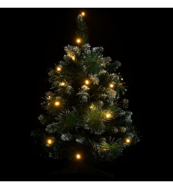 Sapin de Noël artificiel pré-éclairé et supports vert 60 cm PVC