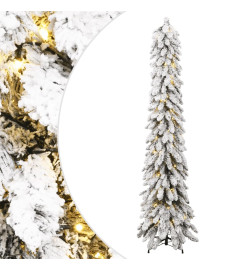 Sapin de Noël artificiel pré-éclairé avec 130 LED/neige floquée