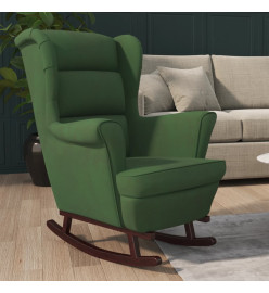 Fauteuil à bascule et pieds en bois d'hévéa Vert foncé Velours