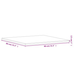 Dessus de table 80x80x2,5 cm carré bois massif de hêtre