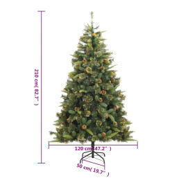 Sapin de Noël artificiel articulé avec pommes de pin 210 cm