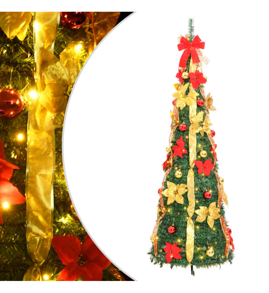 Sapin de Noël artificiel escamotable 150 LED vert 180 cm