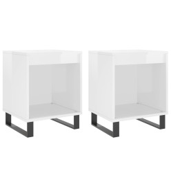 Tables de chevet 2 pcs blanc brillant 40x35x50 cm