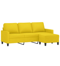 Canapé à 3 places avec repose-pieds Jaune clair 180 cm Tissu