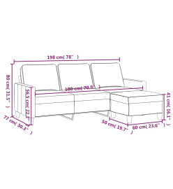 Canapé à 3 places avec repose-pieds Jaune clair 180 cm Tissu