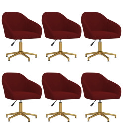 Chaises à manger pivotantes lot de 6 rouge bordeaux velours