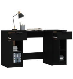 Bureau avec armoire latérale Noir Bois d'ingénierie