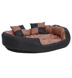 Coussin réversible lavable de chien Noir et marron 110x80x23 cm