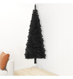 Demi sapin de Noël artificiel mince avec support Noir 210 cm