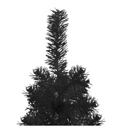 Demi sapin de Noël artificiel mince avec support Noir 210 cm