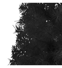 Demi sapin de Noël artificiel mince avec support Noir 210 cm