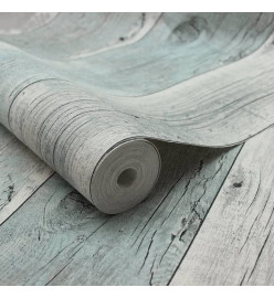 Topchic Papier peint Wooden Planks Gris et bleu