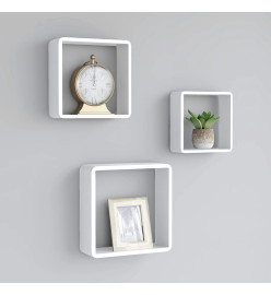 Étagères murales sous forme de cube 3 pcs Blanc MDF