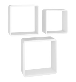 Étagères murales sous forme de cube 3 pcs Blanc MDF