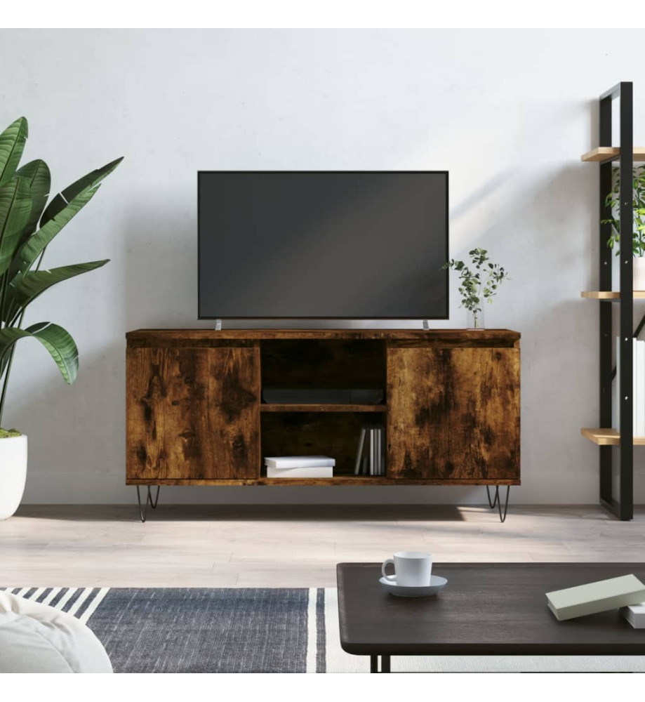 Meuble TV chêne fumé 104x35x50 cm bois d'ingénierie