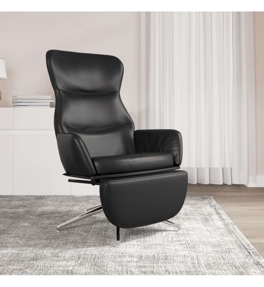 Chaise de relaxation avec repose-pied Noir brillant Similicuir