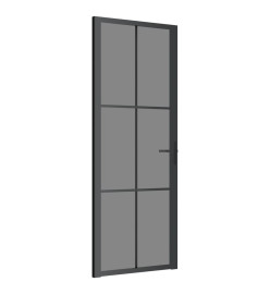 Porte intérieure 76x201,5 cm Noir Verre ESG et aluminium