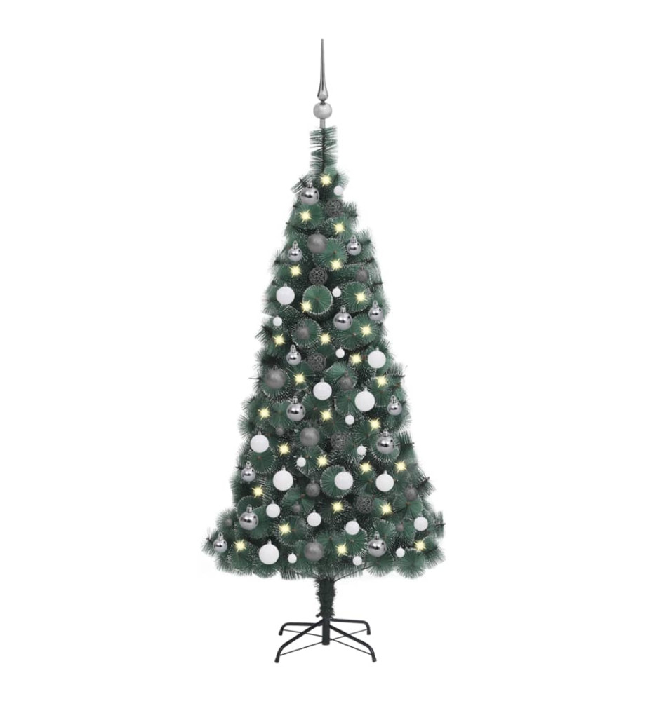 Arbre de Noël artificiel avec LED et boules Vert 120 cm PVC PE