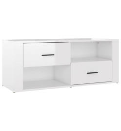 Meuble TV Blanc brillant 100x35x40 cm Bois d'ingénierie