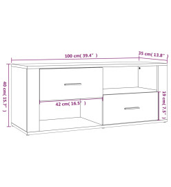 Meuble TV Blanc brillant 100x35x40 cm Bois d'ingénierie