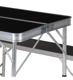 Redcliffs Ensemble de table pliable et 2 bancs de camping Noir