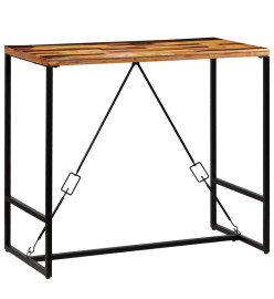 Ensemble de bar 5 pcs Bois massif recyclé et cuir de chèvre