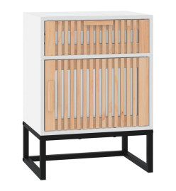 Table de chevet blanc 40x30x55,5 cm bois d’ingénierie et fer