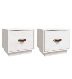 Tables de chevet 2 pcs Blanc 40x34x35 cm Bois de pin massif