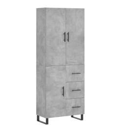 Buffet haut Gris béton 69,5x34x180 cm Bois d'ingénierie