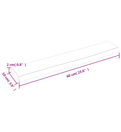 Étagère murale gris foncé 60x10x2 cm bois chêne massif traité