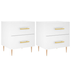 Tables de chevet 2 pcs blanc 40x35x47,5 cm bois d’ingénierie