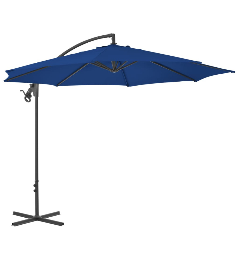 Parasol déporté avec mât en acier 300 cm Bleu azuré