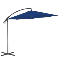 Parasol déporté avec mât en acier 300 cm Bleu azuré