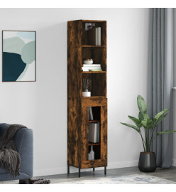 Buffet haut Chêne fumé 34,5x34x180 cm Bois d'ingénierie