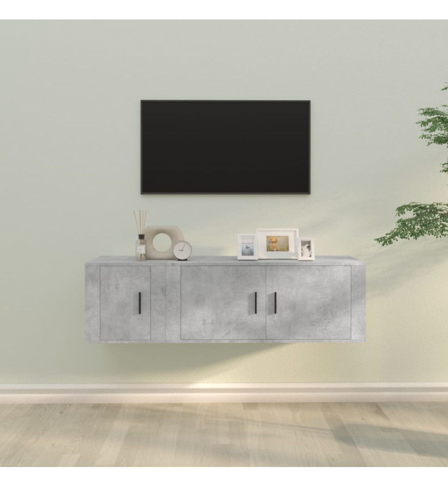 Ensemble de meubles TV 2 pcs gris béton bois d'ingénierie