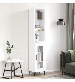 Buffet haut Blanc brillant 34,5x34x180 cm Bois d'ingénierie