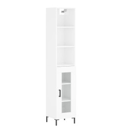 Buffet haut Blanc brillant 34,5x34x180 cm Bois d'ingénierie
