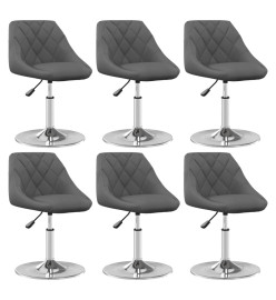 Chaises pivotantes à manger lot de 6 Gris foncé Velours