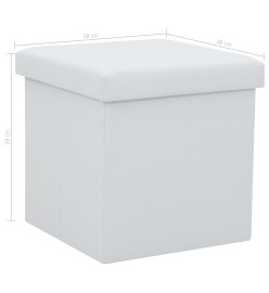 Tabouret de rangement pliable Blanc Similicuir