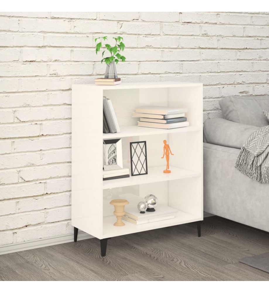 Buffet Blanc brillant 69,5x32,5x90 cm Bois d'ingénierie Buffet Blanc brillant 69,5x32,5x90 cm Bois d'ingénierie