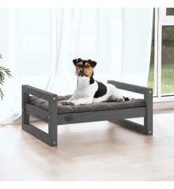 Lit pour chien Gris 55,5x45,5x28 cm Bois de pin solide