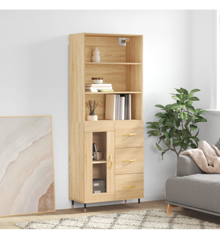 Buffet haut Chêne sonoma 69,5x34x180 cm Bois d'ingénierie Buffet haut Chêne sonoma 69,5x34x180 cm Bois d'ingénierie