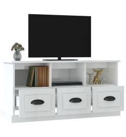 Meuble TV blanc brillant 100x35x50 cm bois d'ingénierie